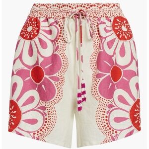 FARM RIO Floral Print Mini Linen Shorts L